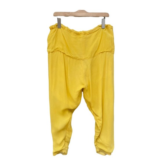Vintage Women's Casual Harem Jogger Pants Yellow Tie Waist Baggy Fit - Picture 5 of 5